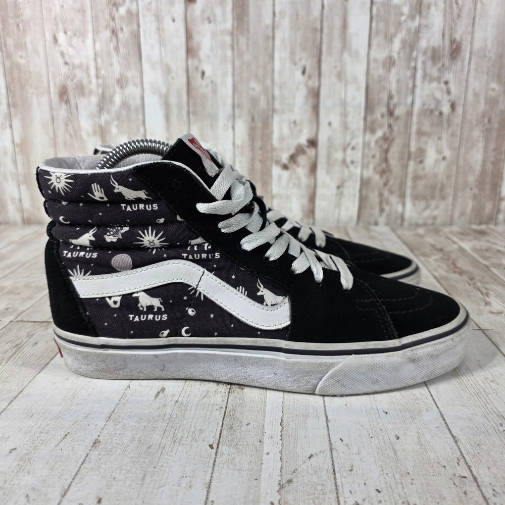 Vans Sk8-Hi Taurus Zodiac Black White High Top Sneakers Womens 8 Mens 6.5